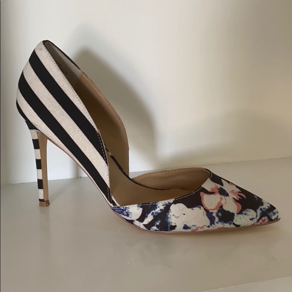 JustFab Floral and Striped Heels
